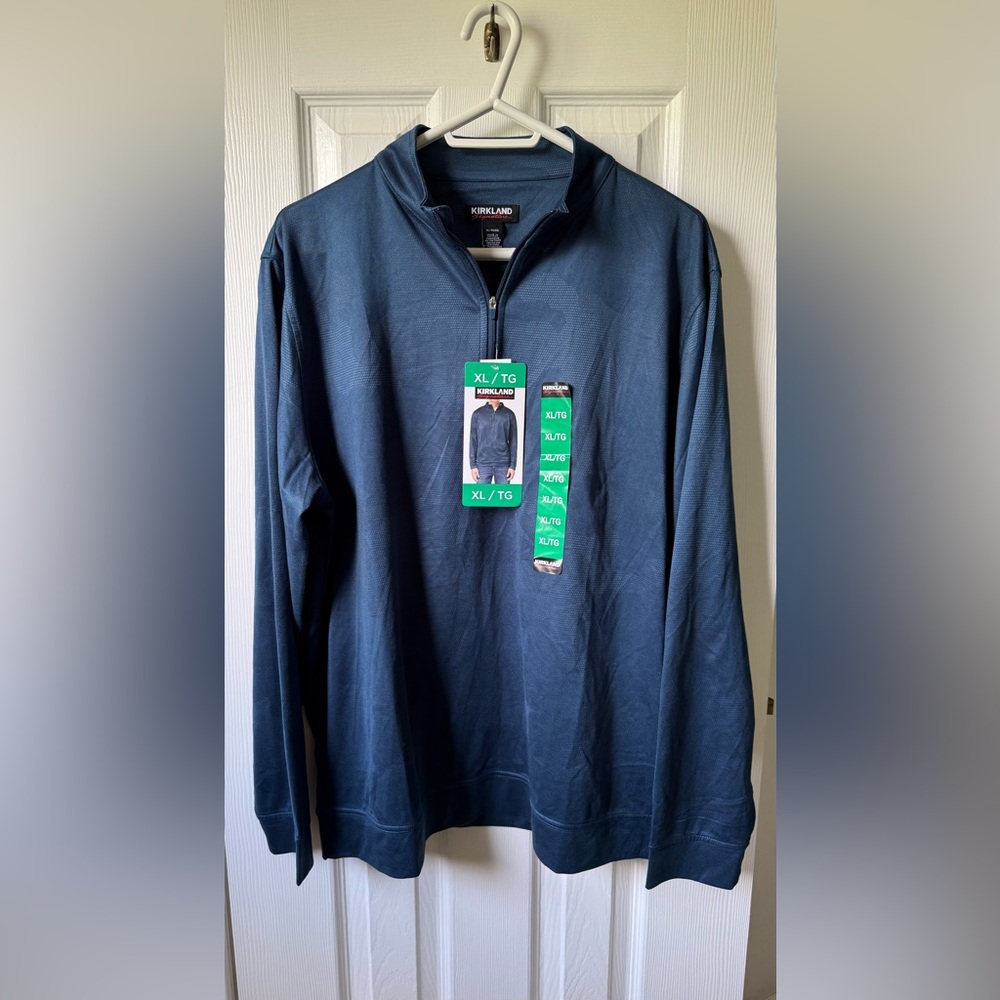 Kirkland Men's 1/4 Zip Performance Shirt / Jacket Blue Size XL New with Tags